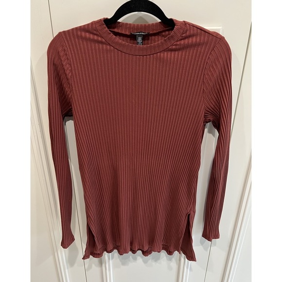 Eileen Fisher Tops - Eileen Fisher Rib Knit‎ Stretch Tunic Top Rust Brown Minimalist Quiet Luxury
